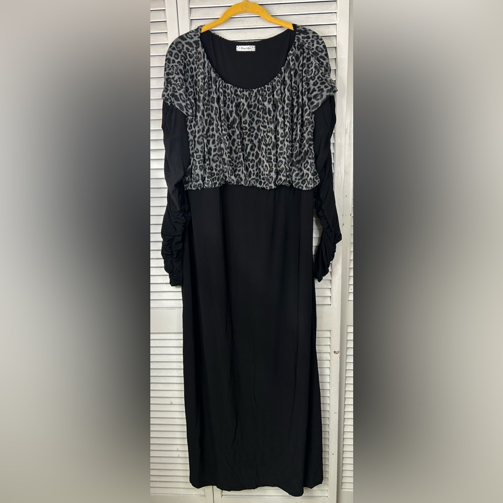 Story‎ Teller Black Dress with Leopard Print Detail Size 2X